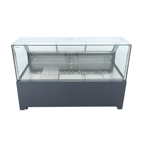 Fan cooling square transparent glass meat display chiller